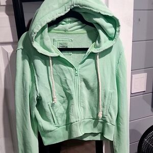 American eagle Mint Green crop Hoodie size large